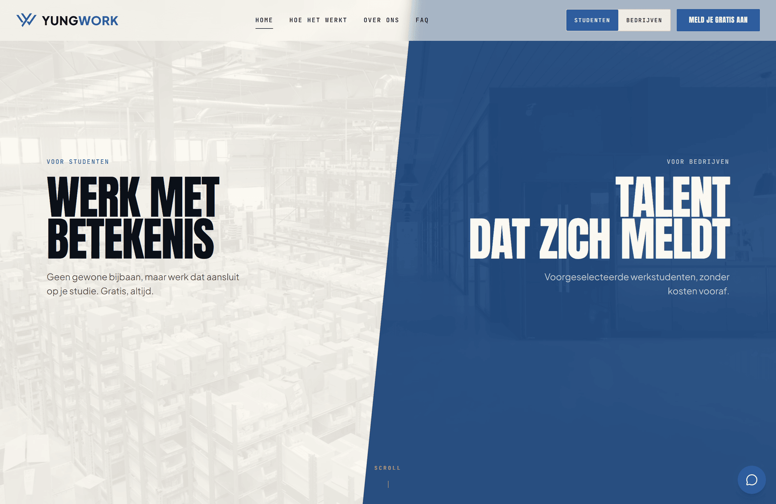 Website die Flowigo bouwde voor YungWork